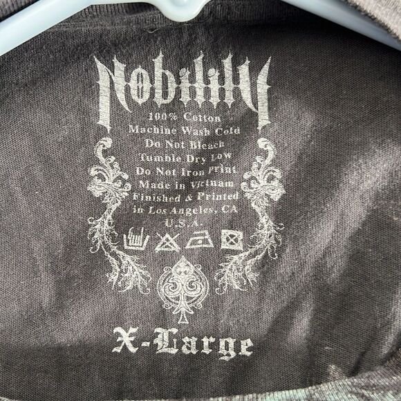 🔥🔥 NOBILITY Affliction Y2K Dark Gray Graphic Grunge Tee Men Size XL - EXCELLEN - Picture 10 of 10